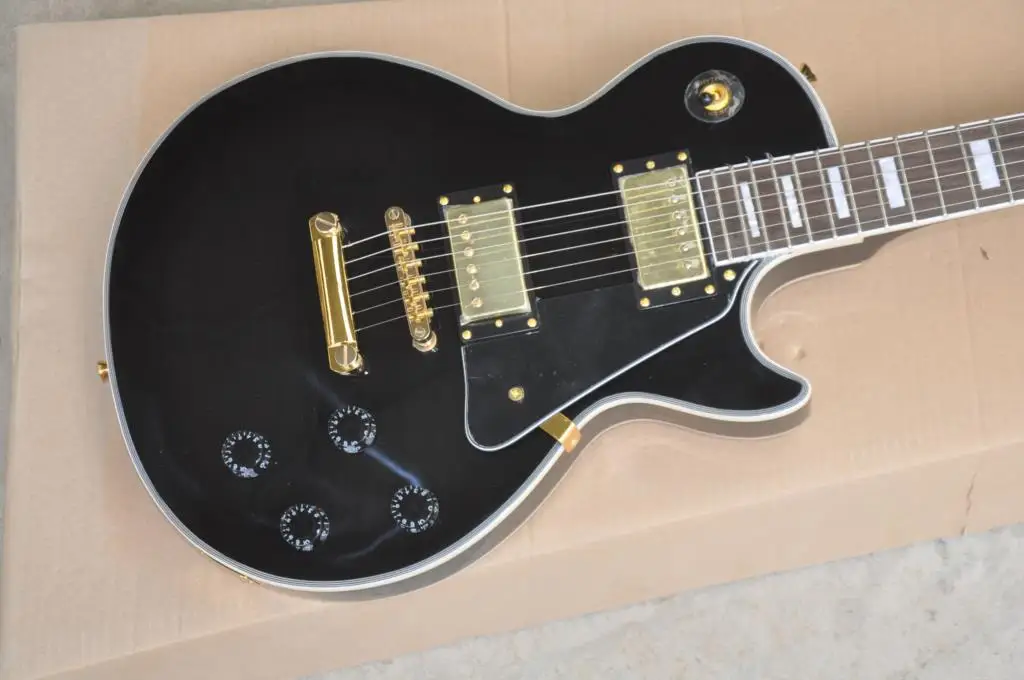 

Chinese guitar factory custom black electric guitar rosewood fingerboard instock 62