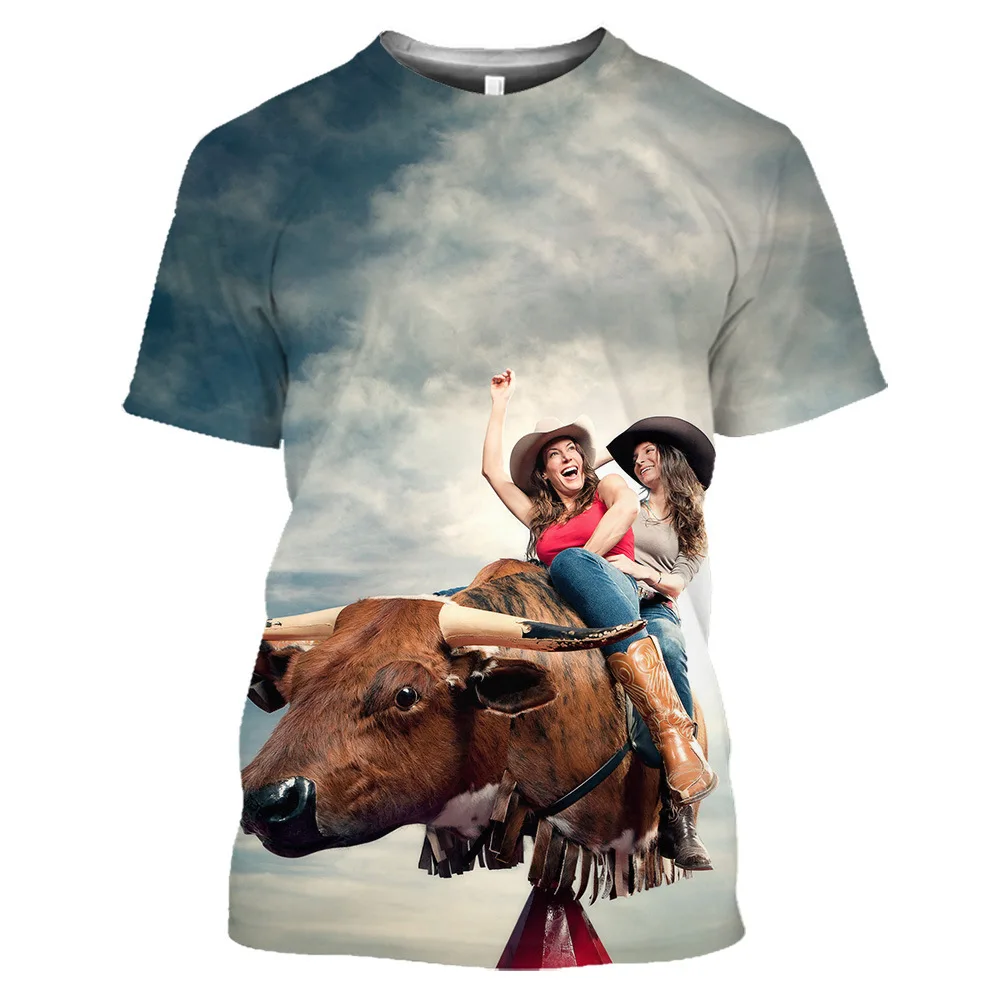 

Spanish Arena Bullfighting 3D Printing T-shirt Animal Round Neck Punk Oversized Short Sleeve Loose and Comfortable Tees