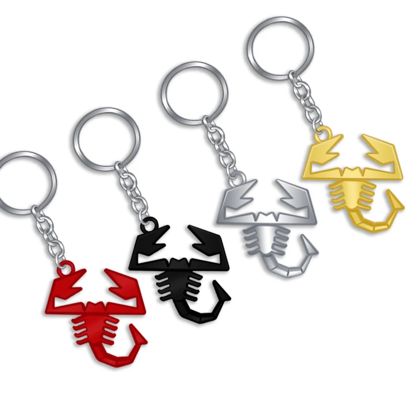 

For Fiat Abarth Scorpion Emblem 124 125 130 131 500 595 Esseesse 695 Punto Car Keychain Badge Keyring Metal Key Chain Ring