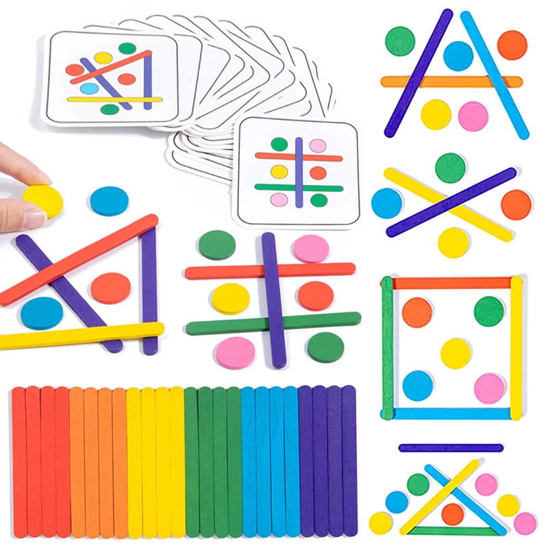 

Деревянная Радужная палочка, детские игрушки Монтессори, цветные сенсорные Логические мышления, подходящие игры, Детские Ранние развивающие игрушки