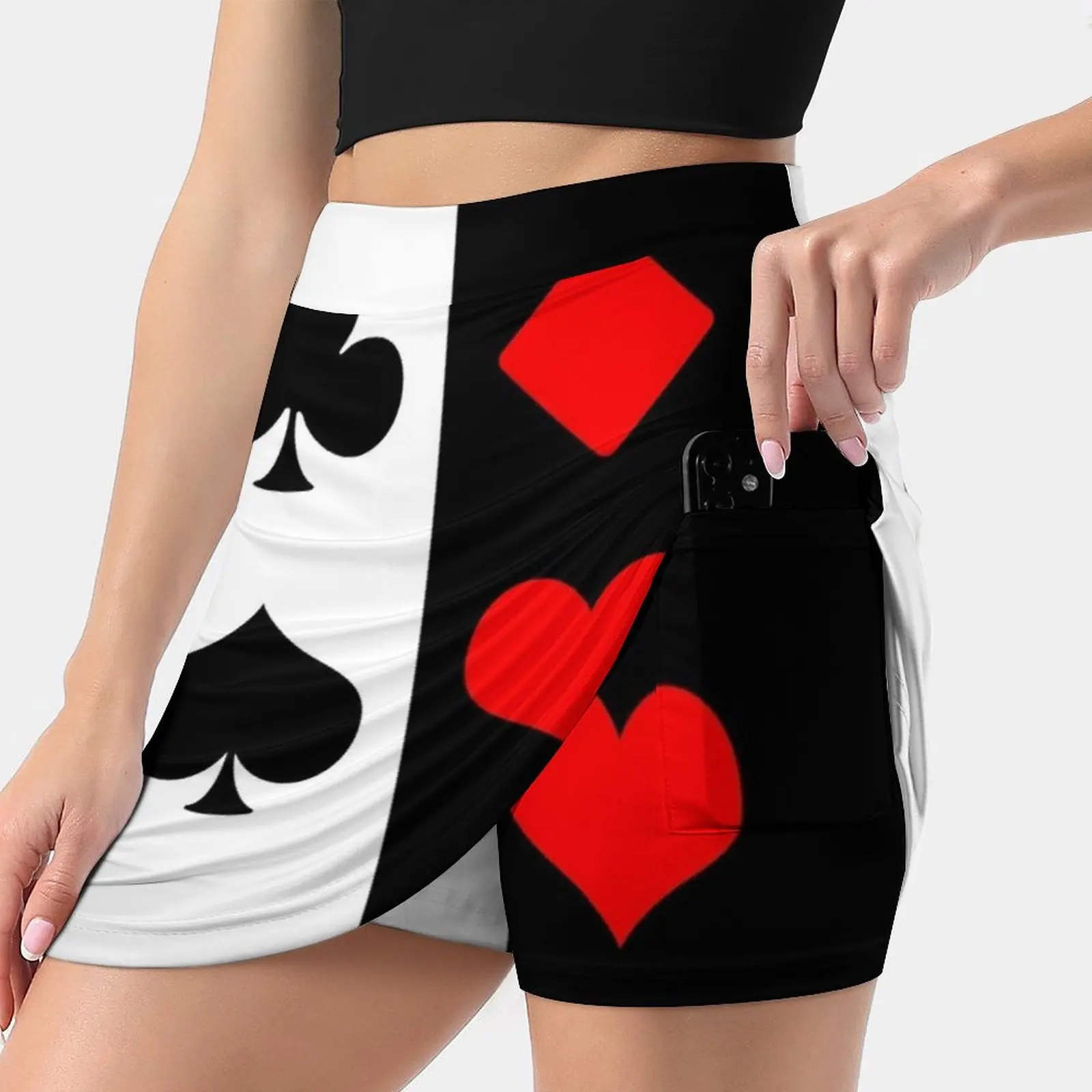 

Bold Mod Design Of The Four Card Suits Women's skirt With Hide Pocket Tennis Skirt Golf Skirts Badminton Skirts Running skirts