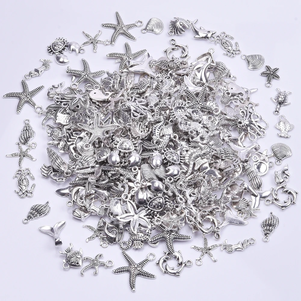 

10-70pcs Mix Vintage Marine Life Starfish Shell Octopus Crab Turtle Charms Pendant For Jewelry Making DIY Handmade Accessories