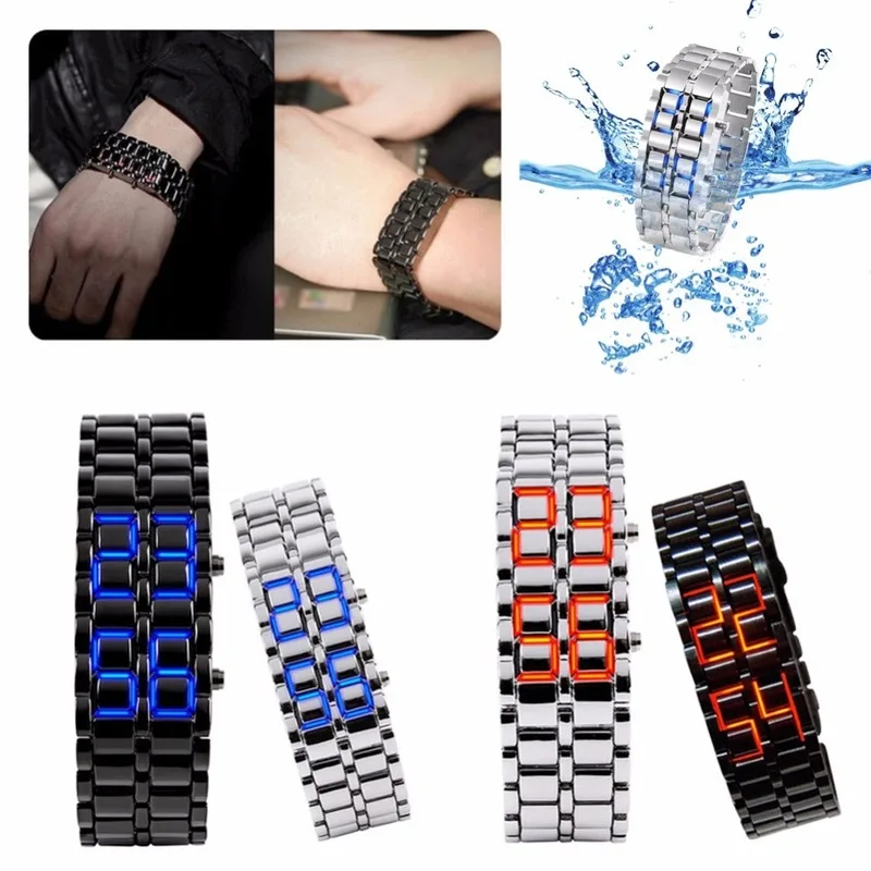 

New In Iron Samurai Metal Bracelet Watch for Men Digital Wristwatches Hour Montre Electronic Reloj Relogio Watches