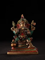 6 tibetan temple collection old bronze outline in gold painted mosaic gem elephant trunk god of wealth elephant buddha exorcism