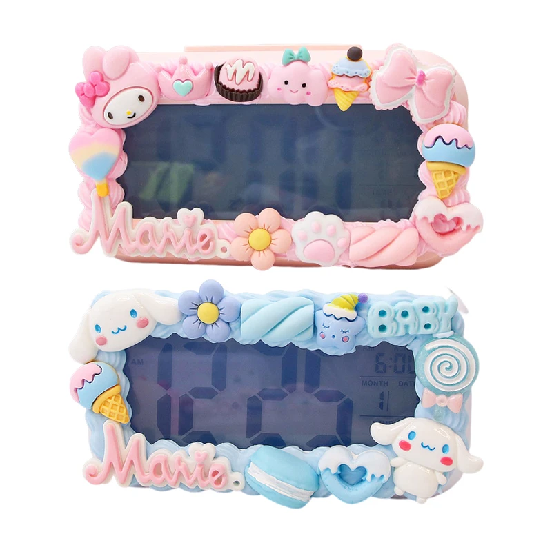 

Sanrio Cinnamoroll MyMelody Alarm Clock Kawaii DIY Living Room Decoration Home Cartoon Mute Clock Student Wake Up Alarm Clock