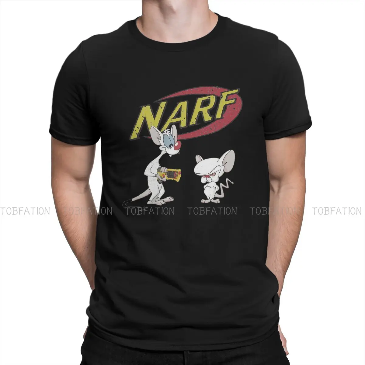 

NARF Pinky and the Brain TV Tshirt Casual Punk T shirt Tops Homme Pure Cotton Ofertas Short Sleeve Tops
