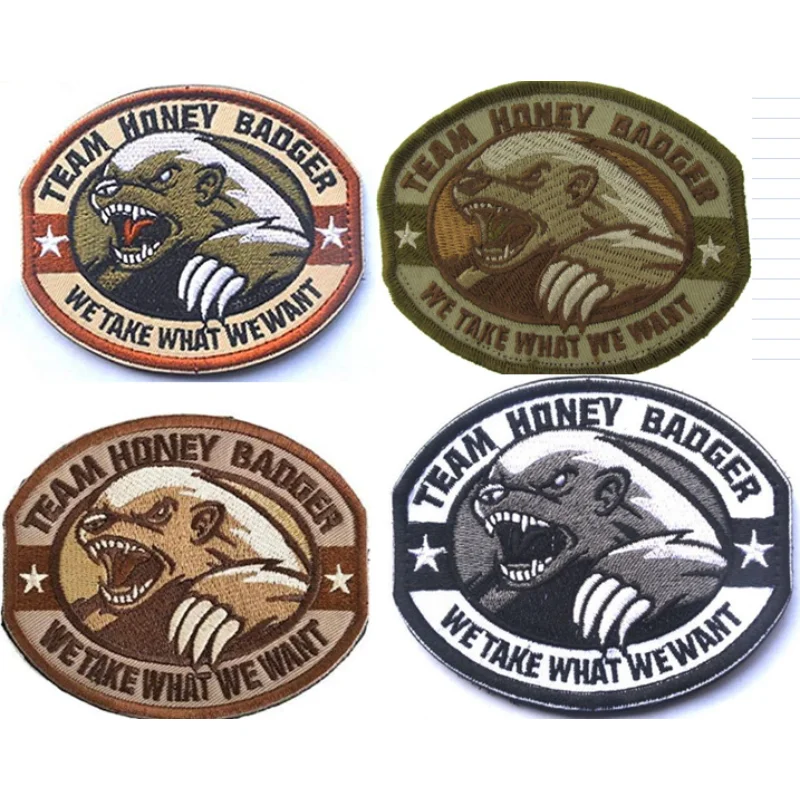 

3D Embroidery Patches on Clothing Honey Badgers Hook&loop Military Tactical Backpack Stickers Outdoor Identification Badges
