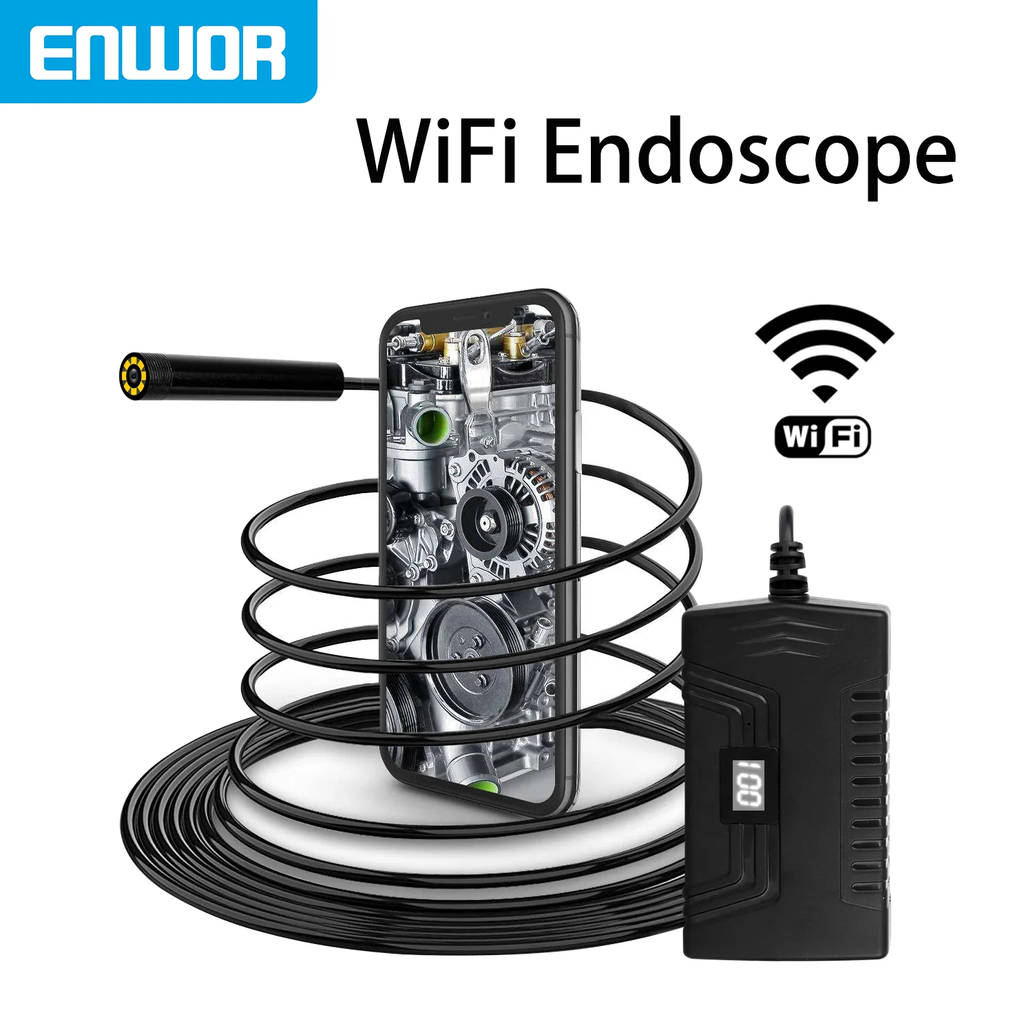 

ENWOR 5.5mm Wireless Endoscope Mini Camera Rigid Cable HD1080P IP67 Waterproof Lens WiFi Inspection Borescope for Android/ios