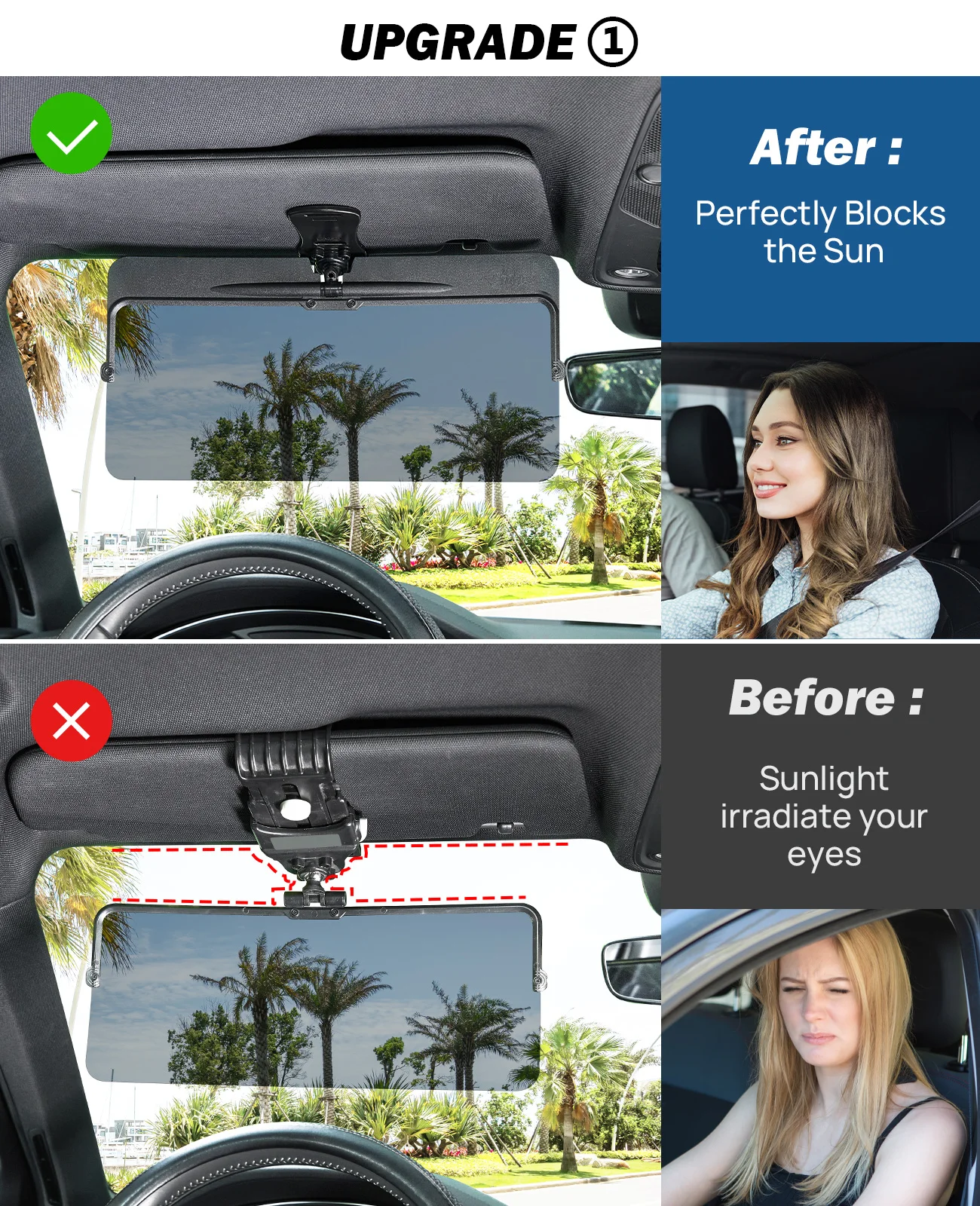 Car Sun Visor Polarized Sunshade Plate Clear Vision Anti-Dazzle Anti-UV Rotatable Adjustable Sun Visor Blocker Car Accessories