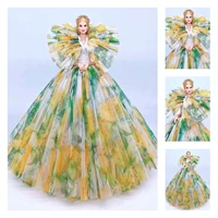 16 bjd doll clothes for barbie dress yellow green floral wedding party gown clothing for barbie outfit 11 5 doll accessory toy