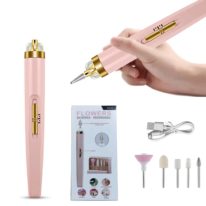

Electric Nail Drill Machine Nail Grinder Polishing Machine Portable Mini Electric Manicure Art Pen Tools For Gel Removal 1 Set