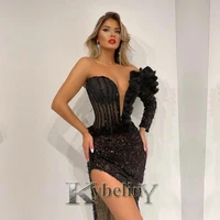 kybeliny black slit mermaid v neck evening dresses sexy prom robe de soiree graduation celebrity vestidos fiesta women formal