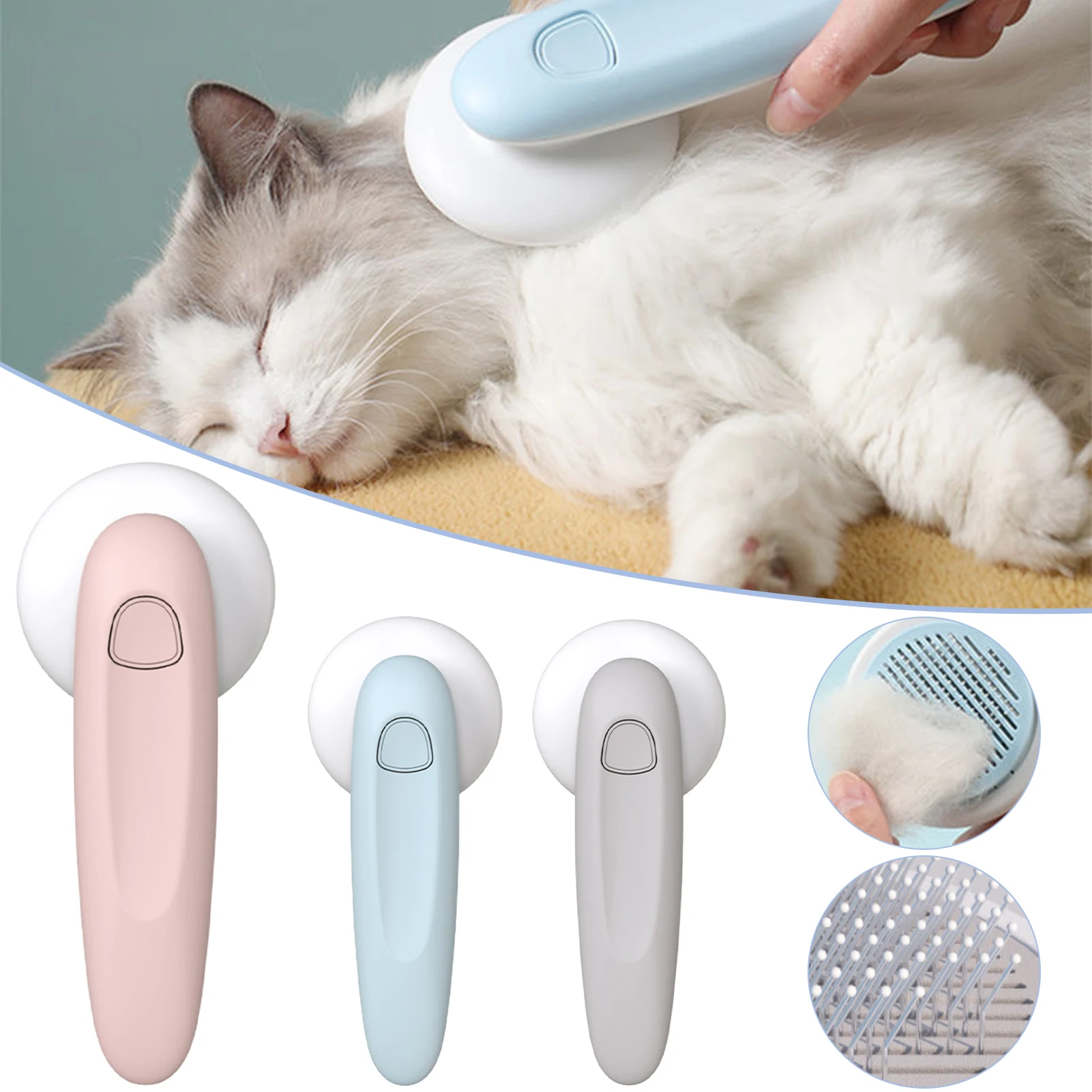 

Pet Cat Brush Cat Comb Cats Self Cleaning Slicker Brush Remove Hair Grooming Brush For Dog Massages Pets Comb Cat Accessories