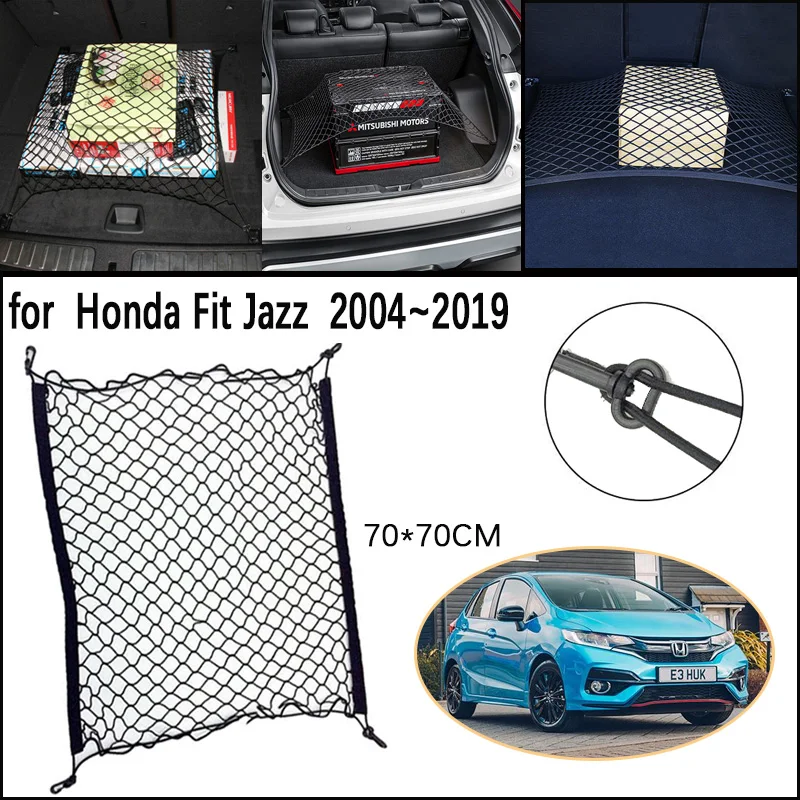 Car Trunk Network Mesh for Honda Fit Jazz GD GE GK 2004~2019 Luggage Fixed Hooks Elastic Storage Cargo Net Organize Accessories