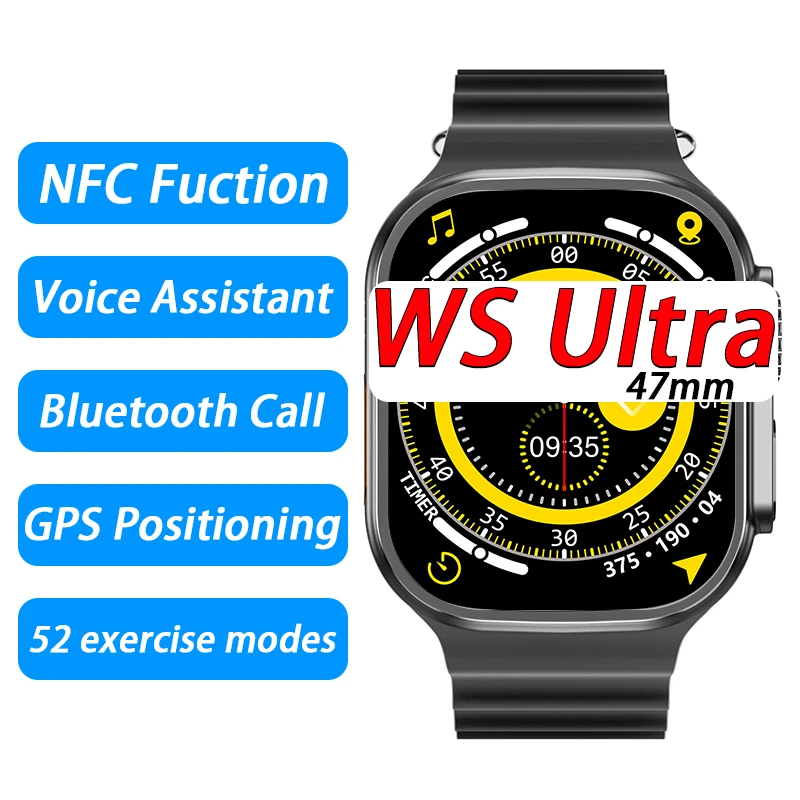 

Смарт-часы IWO Ultra Series 8 47 мм, умные часы с функцией GPS, ЭКГ, Bluetooth, беспроводной зарядкой и голосовым помощником WS Ultra