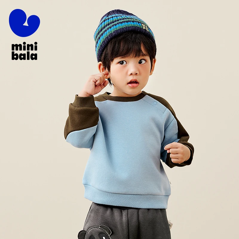 Mini Bala Long-Sleeved Tops for Boys and Girls 2024 New Winter Styles with Fleece-Lined Sweater