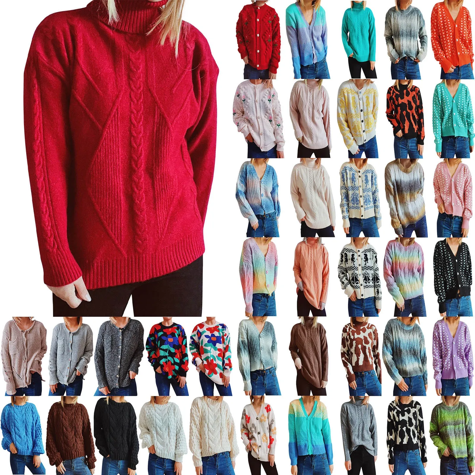 

Fashion Women Autumn And Winter Printing Knitted Long Sleeve Pullover Sweater Casual Sweater sweater slim long sleeve badycon