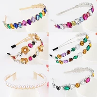 10pclot catwalk luxury personality color rhinestone headband new boutique fashion crystal beads headband for women and girls