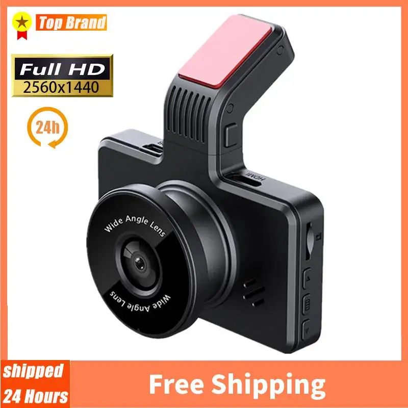 

3-дюймовый Автомобильный видеорегистратор Full HD, 24-часовой видеорегистратор, видеорегистратор 1440P, видеорегистратор с двумя объективами, чер...