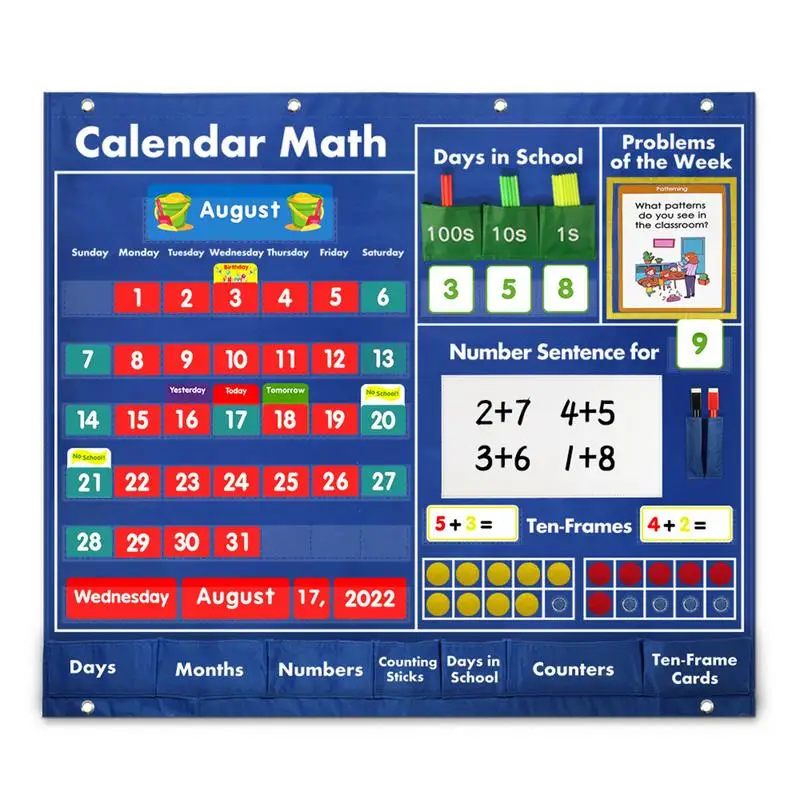 

Classroom Pocket Chart Math Pocket Calendar For Students Portable Teaching Aids With Word Cards Reusable Pocket Calendar For