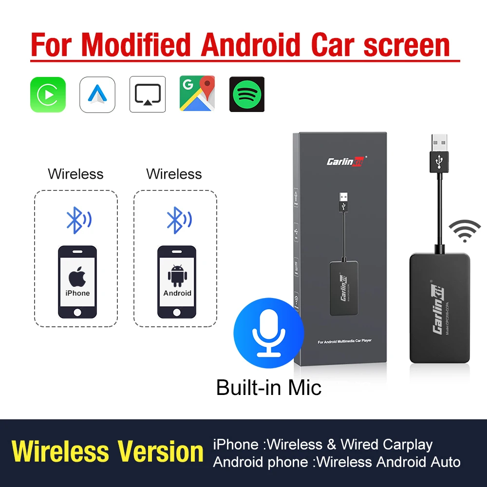 

CarlinKit беспроводной ключ CarPlay и проводной Android Auto CarPlay Dongle автомобильный USB-адаптер для модифицированного автомобильного радио Android Mirrorlink