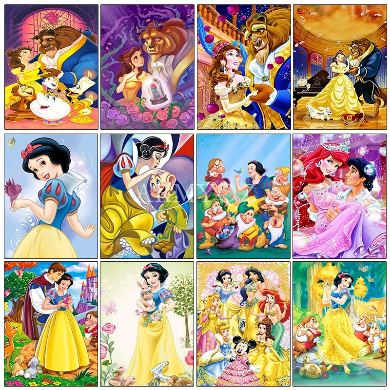 

Алмазная 5D картина «сделай сам», мультяшная Круглая Мозаика из мультфильмов Дисней, принцессы Микки Маус, ручная работа, украшение для дома,...