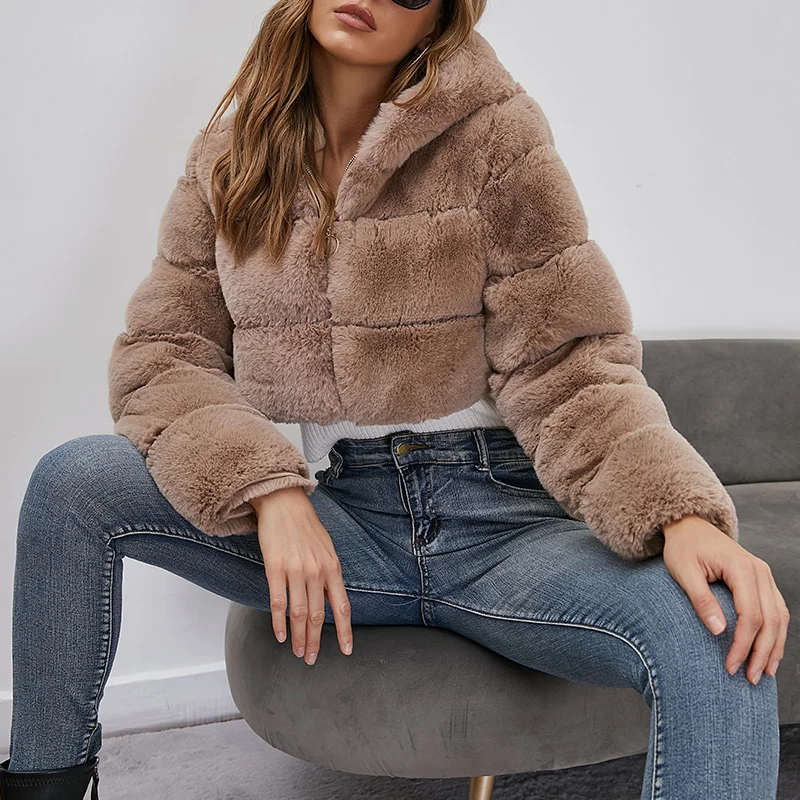 Autumn Women Faux Fur Coat Winter Warm Overcoat Short Jacket Outerwear Slim Lapel Fuzzy Faux Lady h Coats  Size Short