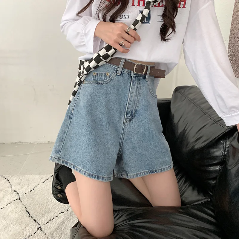 2023 Vintage High Waist Straight Fashion Jeans Summer Loose All-match Shorts Solid Casual High Street Jeans Shorts for Women