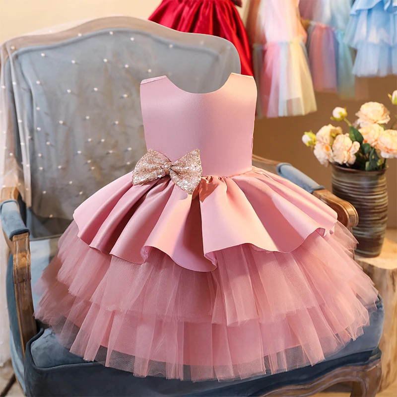 

2020 Autumn Ins AliExpress New Children's Skirt V-Neck Cake Princess Dress Christmas Evening Dress Kids Dress