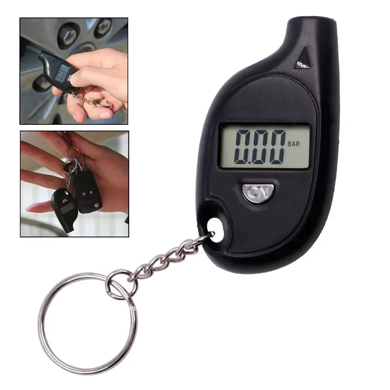 

Mini Keychain Style Tire Gauge Digital LCD Display Car Tyre Air Pressure Tester Meter Car Auto Motorcycle Tire Safety Alarm