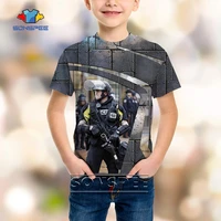3d print police security t shirt cool soldier cosplay short sleeve t shirt kids children youth fashion personality street top