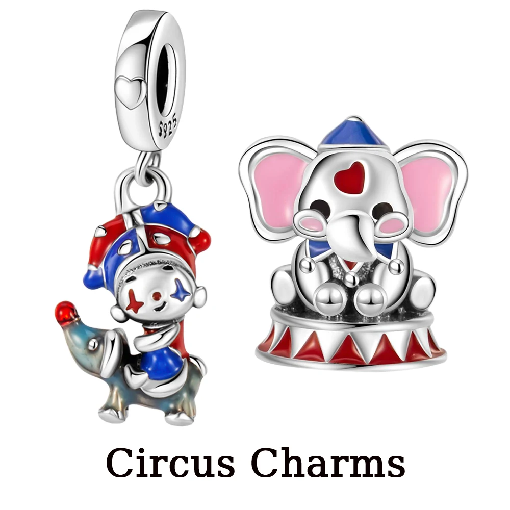 Фото Новый посеребренный цирковой слон Happy Clown, подвеска, подходит для оригинального браслета из бисера, сделай сам, женские ювелирные изделия, подарок 2025, горячая распродажа №1