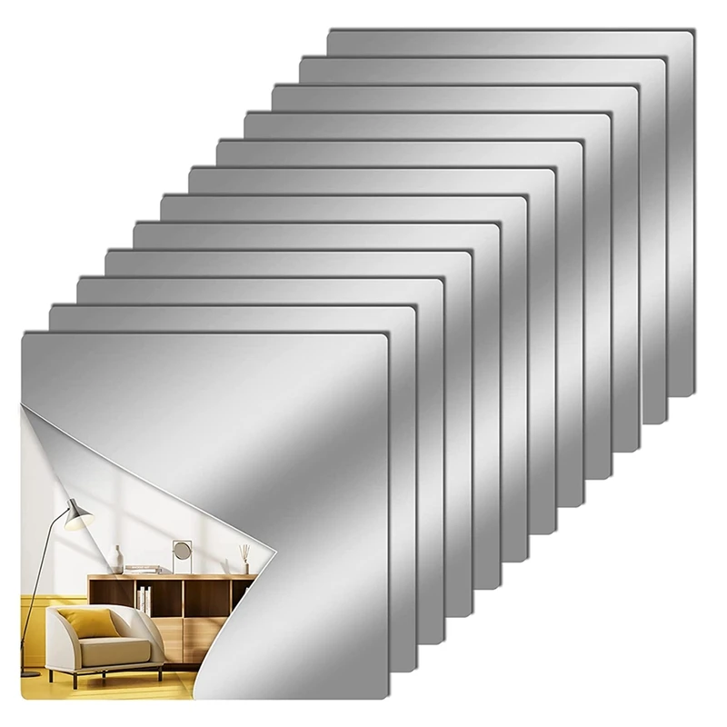 

Flexible Mirror Paper,Mirror Tile Self Adhesive Square Cuttable Mirror Wall Sticker Non Glass Reflector For Wall Decor