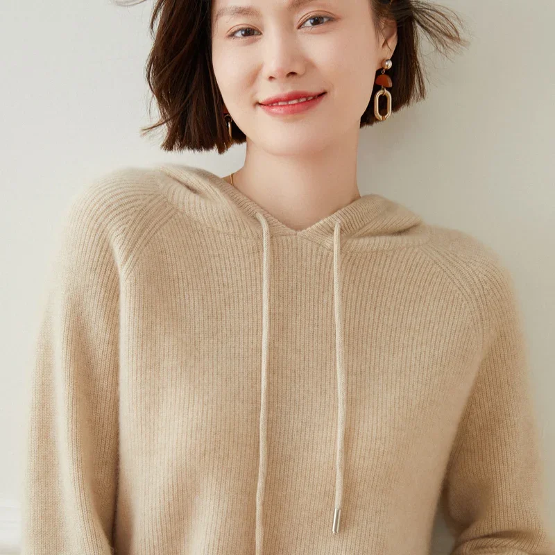 Женский кашемировый свитер с капюшоном 6 цветов