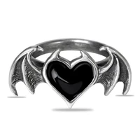 metal punk dark soul demon bat rings men women black red gemstome heart jewelry ring 15mm diameter couple rings lover gift