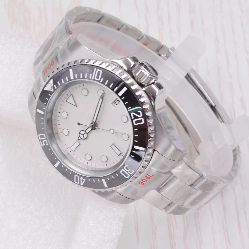 44 мм индивидуальный логотип NH35 Механизм Белый стерильный циферблат Керамический