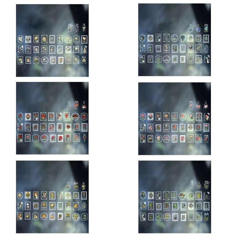 

C90C Decorative Retro Blossom Stickers Flower Decals Adhesive for Diary Journal Bottle Card Embellishment Artsy Craft 60 Pack