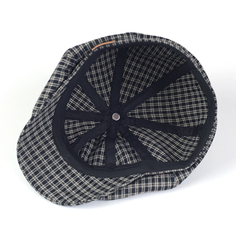 Plaid Newsboy Cap Spring Summer Breathable Peaky Octagonal Hat Vintage Soft Casual Berets Cap Visor Gatsby Flat Ivy Hat images - 6