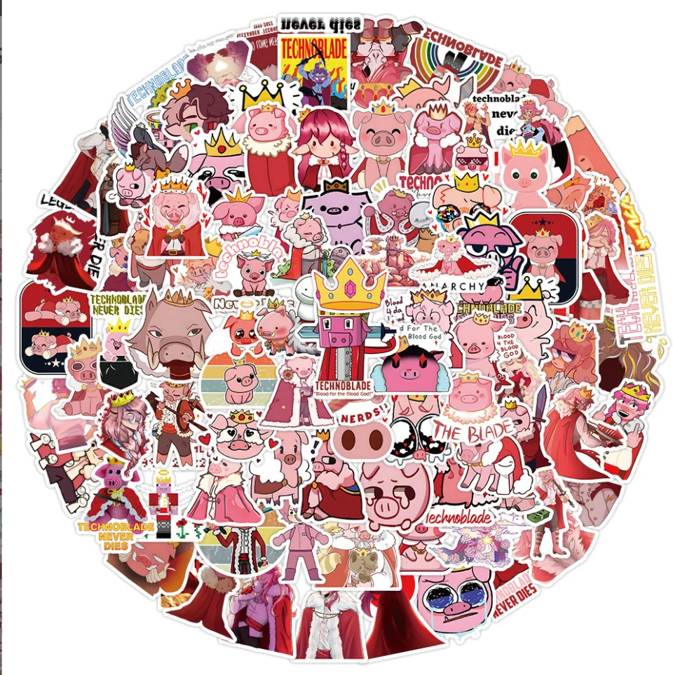 

100PCS Cute pink pig cartoon Stickers Graffiti Cute Decals Decoration DIY Luggage Phone Laptop waterproof sticker