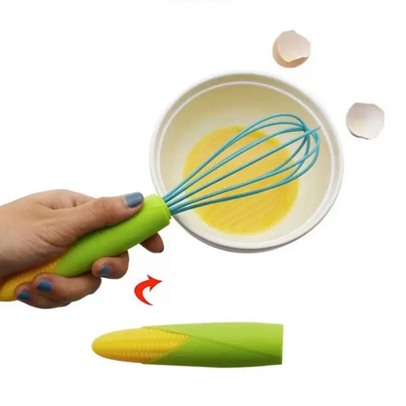 

1PCS Silicone Egg Beaters Kitchen Tools Hand Egg Mixer Cooking Foamer Silicone + Cookware Corn Handle