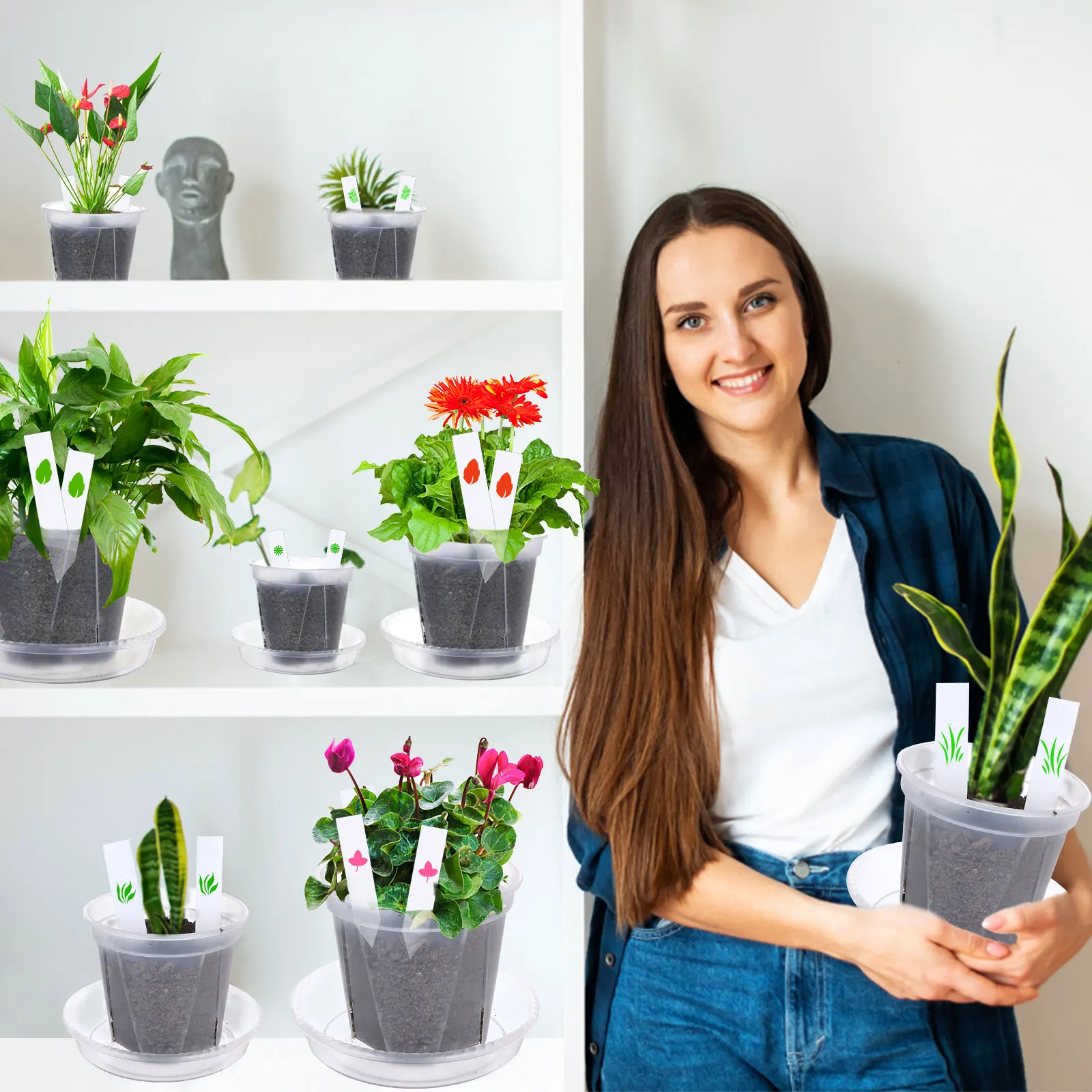 

18-Pack 3 Sizes Nursery Pots Seedling-raising Pan Feeding Block Nutrition Pan Garden Supplies with Tray and 100Pcs Plant Labels