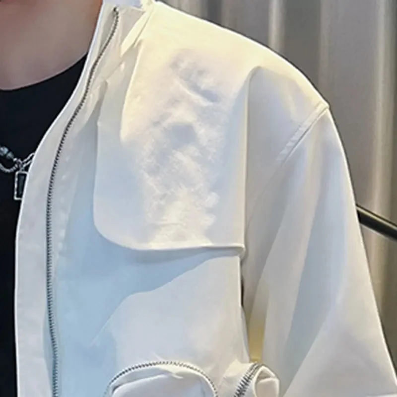 Куртка-бомбер мужская в стиле ретро однотонная бейсбольная куртка с большими