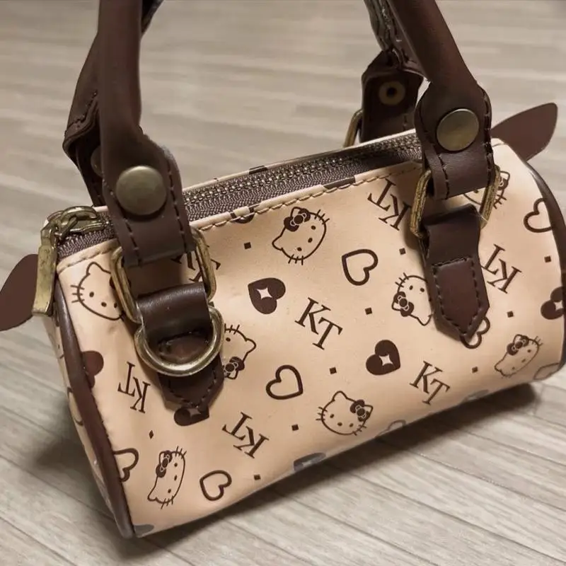 

New Hello Kitty PU Handbag Sanrio Cartoon Animation Printing Spring Autumn Large Capacity High Quality Bag Zipper Cute Girl Gift