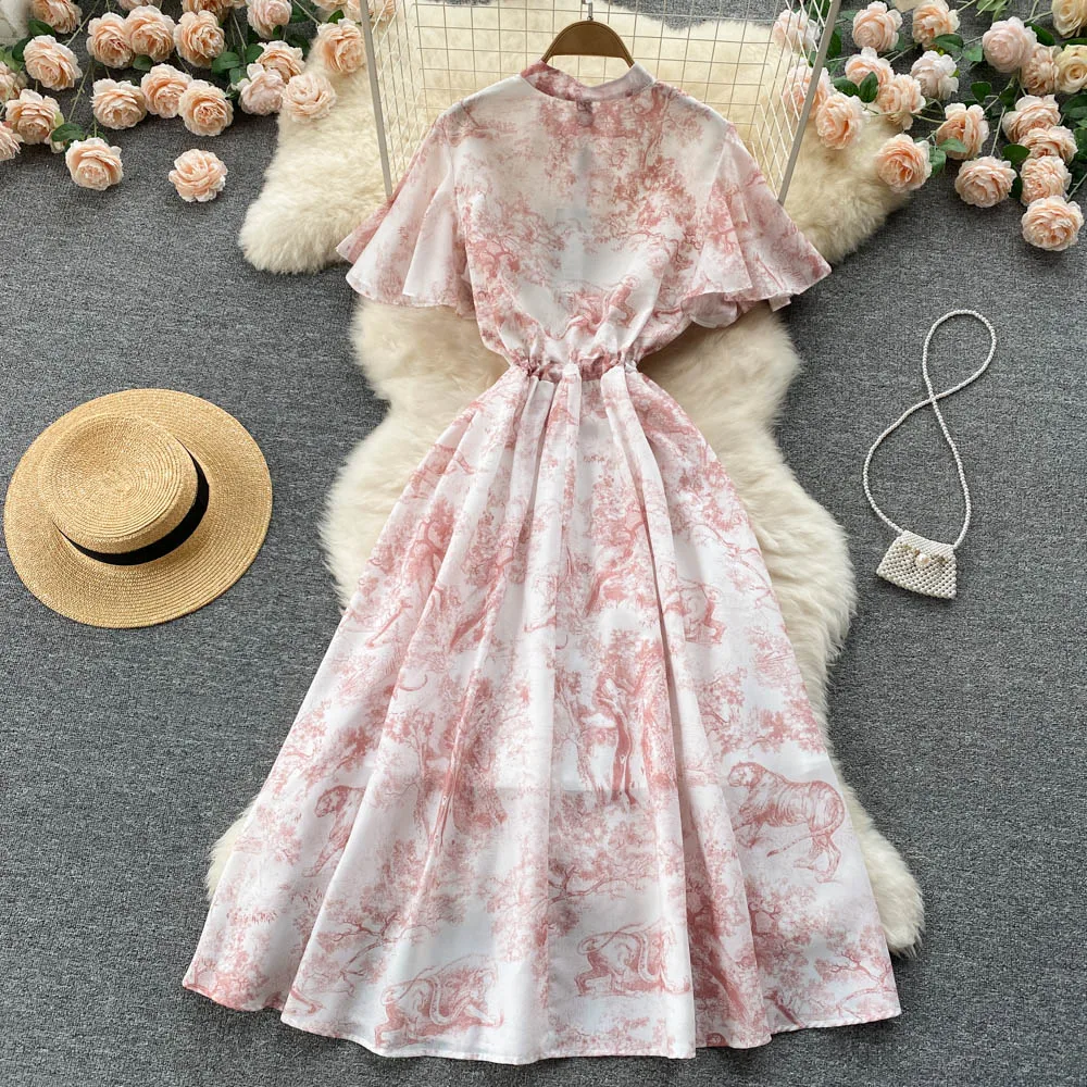 

N GIRLS Bugilaku New Arrival 2022 Summer Dress Women Floral Short Sleeve Elegant Dresses Female Fashion Ladies Vestidos Mujer