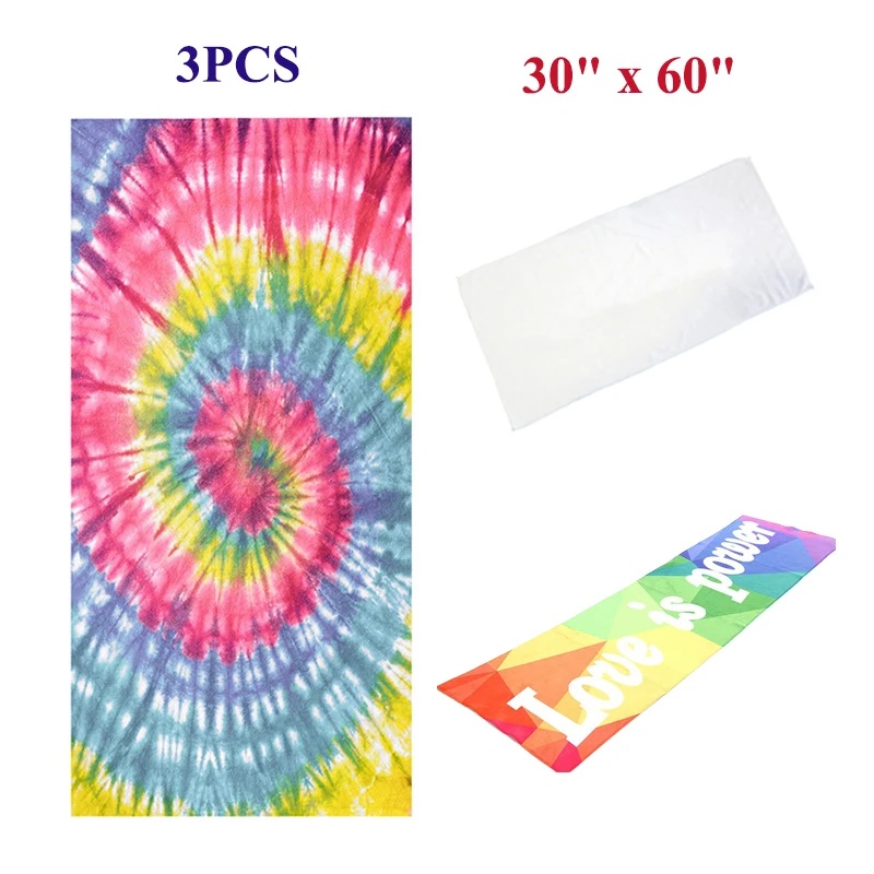 

CALCA 3PCS 30" x 60" Sublimation Microfiber Double Sided Fleece Beach Bath Towel Swimming Custom DIY Printing Wash Towels Gifts