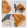 Cute Bear Shoulder Bag for Women Soft Fluffy Kawaii Versatile Trend Purse Winter Casual Girls Kid Solid Color Crossbody Bag 5