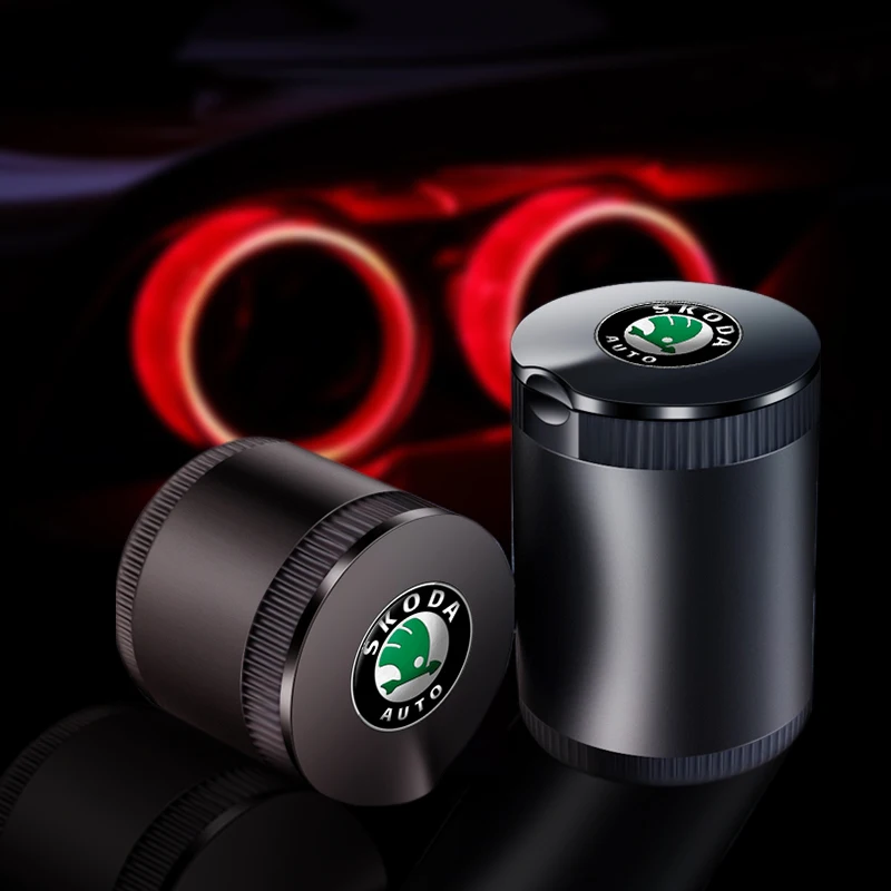 

Universal Car Ashtrays with Led Lights Creative Personality Logo for Skoda Octavia Rapid Kodiaq Superb Auto Interior Accessories