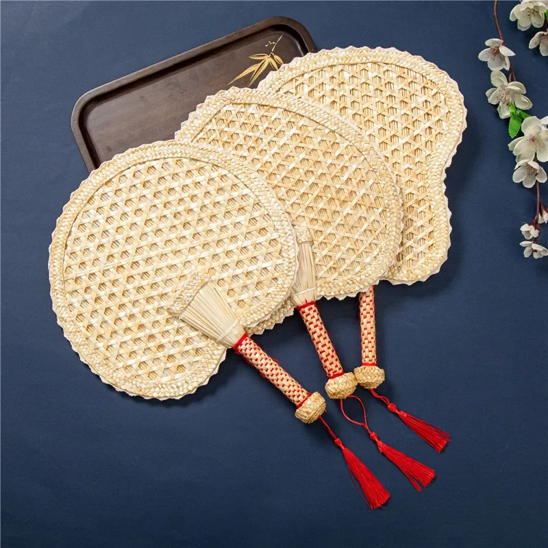 Новинка 2024 классический веер в стиле ретро китайском из пшеничной соломы ручной
