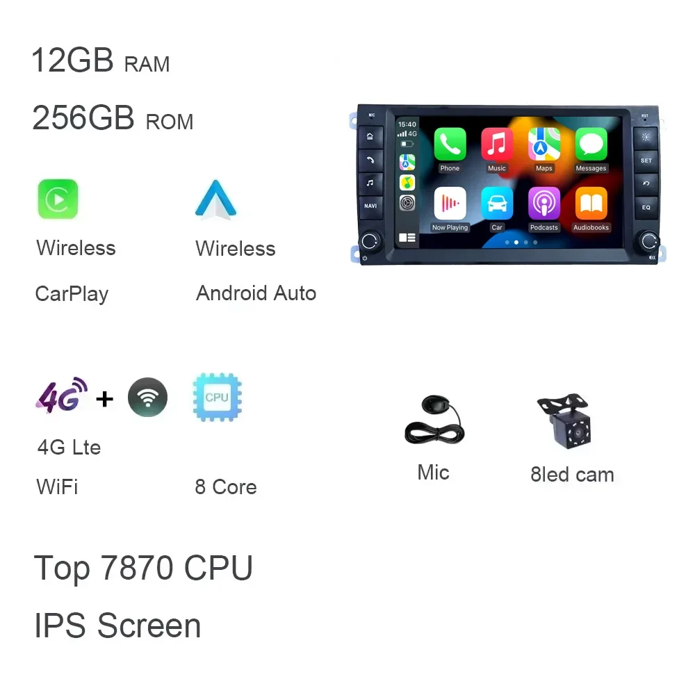 

7 "Carplay DSP IPS Android 13.0 8 ГБ + 128 ГБ 8-ядерный мультимедийный плеер GPS-радио Wi-Fi для Porsche Cayenne 955 957 9PA 2002-2010