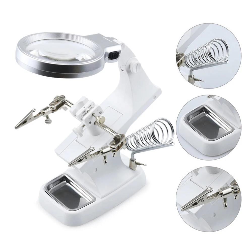 

Multi-functional Welding LED Magnifier Hand Soldering 3X/4.5X Magnifying Glass Alligator Clip Holder Clamp Helping Repair Tool